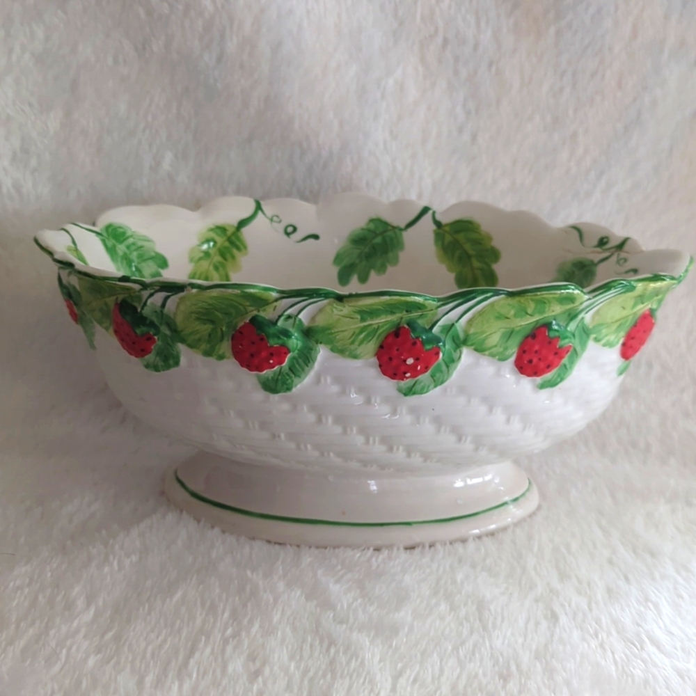 Vintage strawberry ceramic bowl